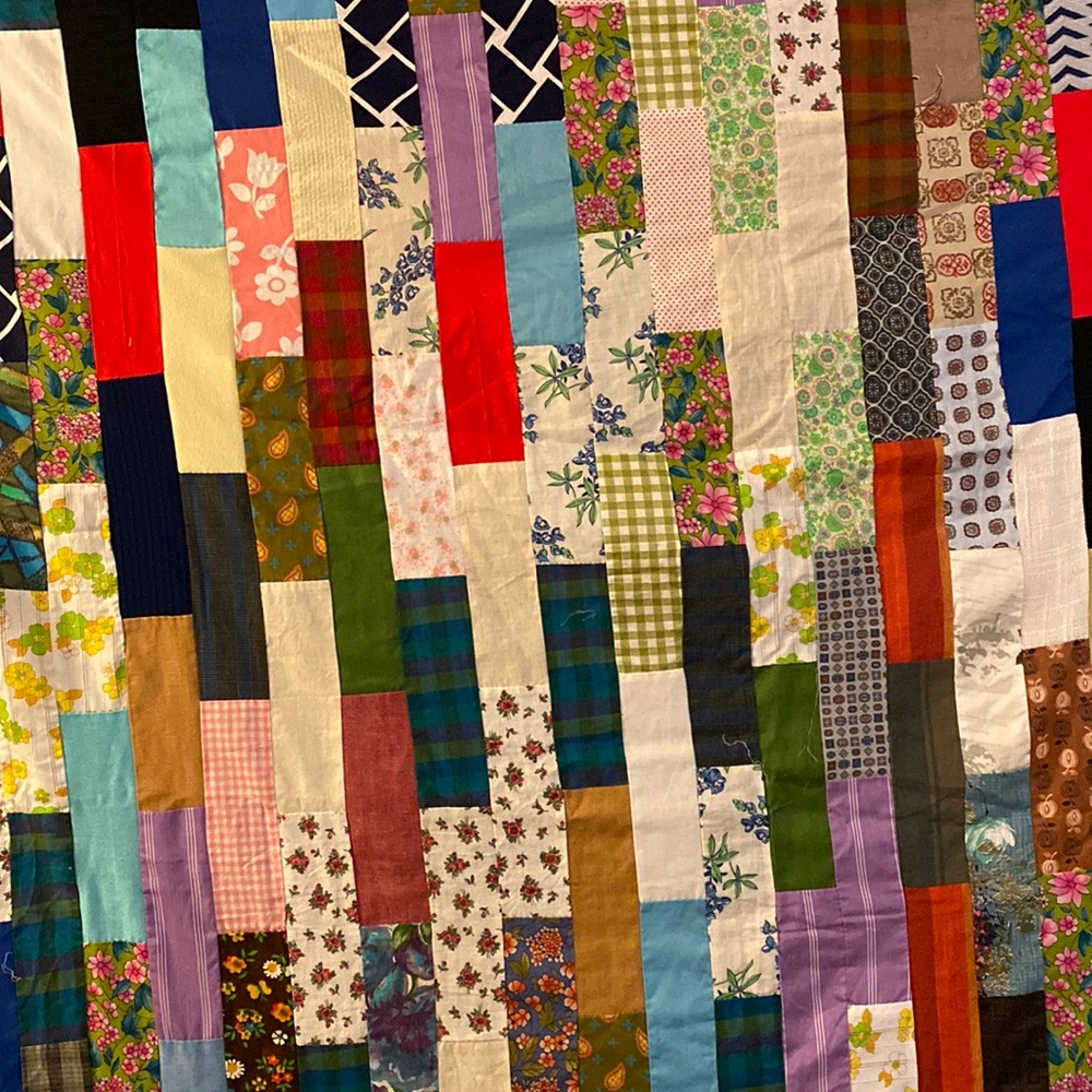 Brick, pattern, scrap, quilt, top, hand pieced